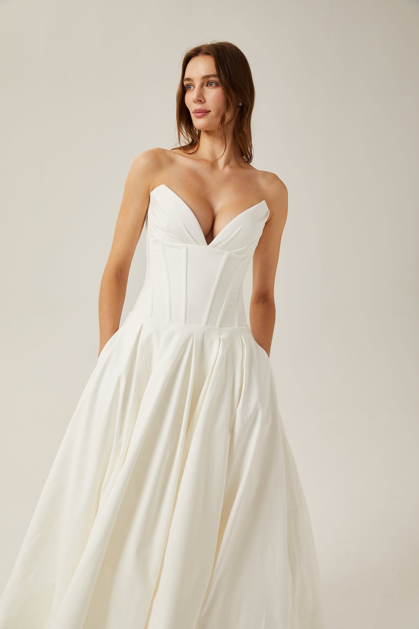 Katherine™ | off-shoulder corset midi dress in White