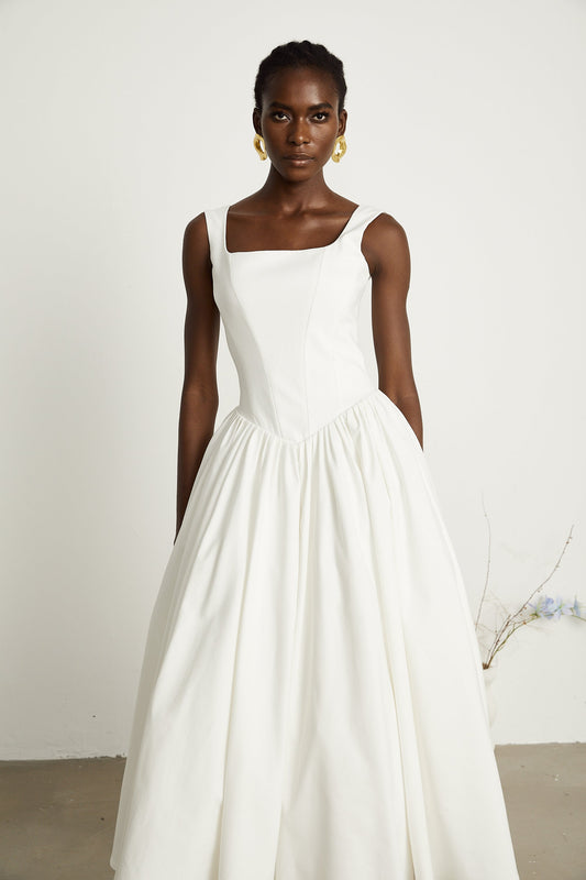 Sadie™ |white pleated corset gown dress