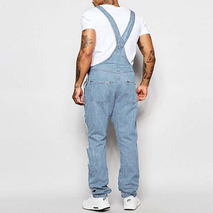 Men's Casual Ripped Denim Overalls 40221493M