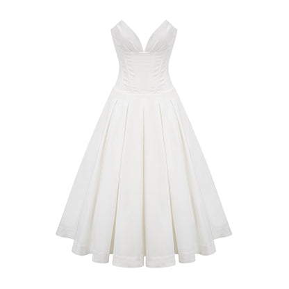 Katherine™ | off-shoulder corset midi dress in White