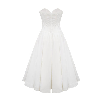 Katherine™ | off-shoulder corset midi dress in White