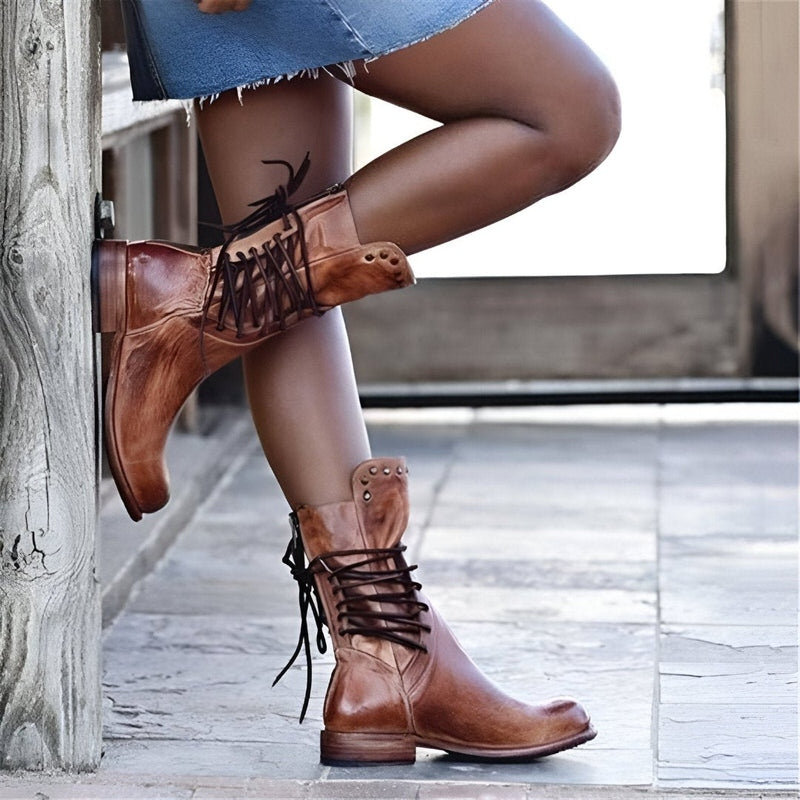 Isabelle | Stylish Lace-Up Leather Boots