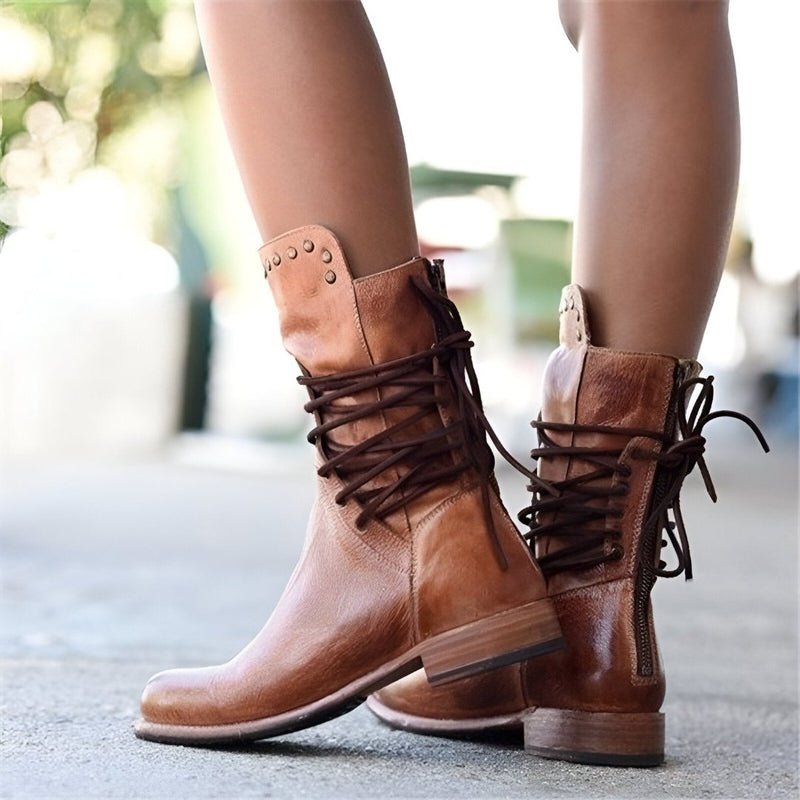 Isabelle | Stylish Lace-Up Leather Boots