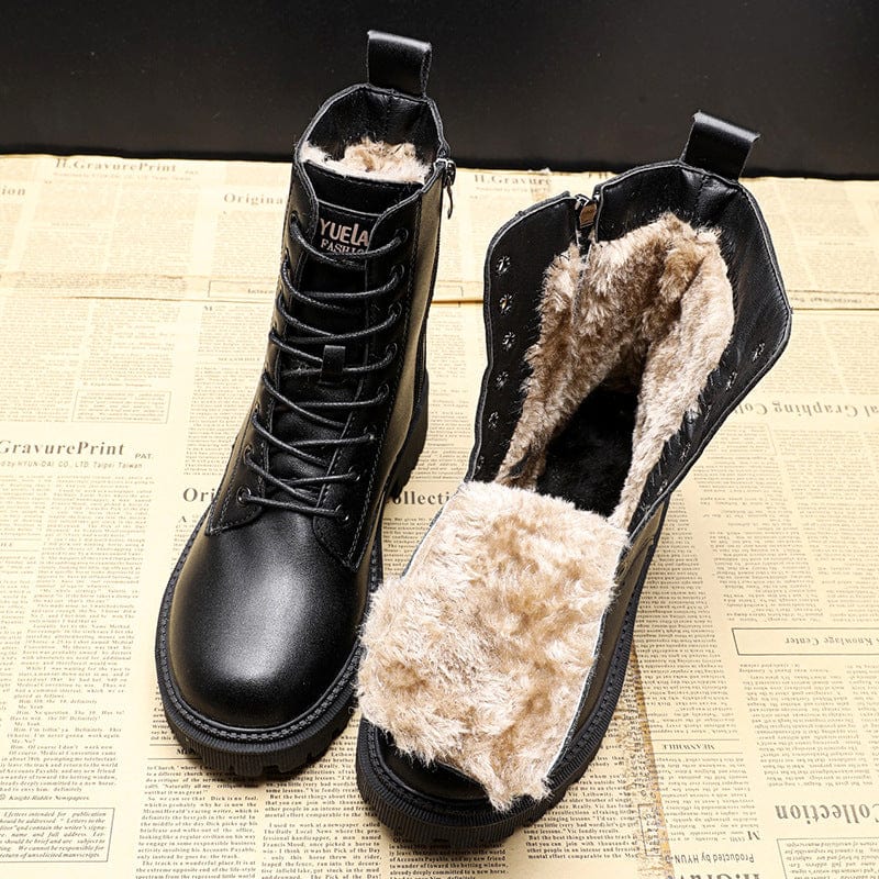 Andrea | Stylish winter leather boots with faux fur lining