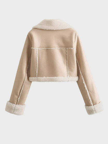 Lara™ | Cream Zip Bomber Jacket