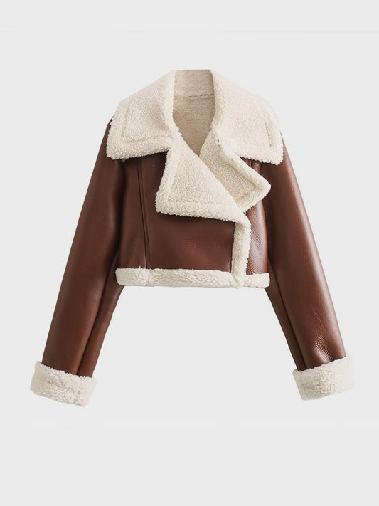 Lara™ | Brown Zip Bomber Jacket