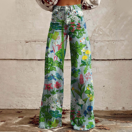 Sally | Forest Fruits Wide-Leg Pants