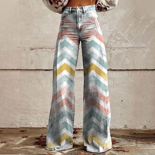 Bella | Arrow Pattern Wide-Leg Pants