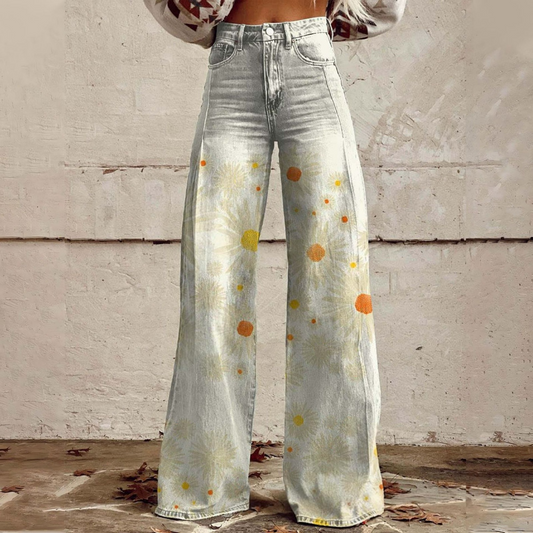 Rebecca | Washed Floral Wide-Leg Pants