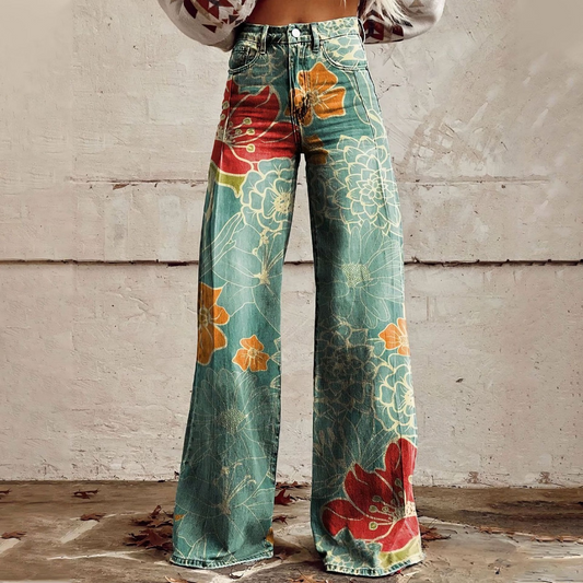 Lidia | Japanese Floral Wide-Leg Pants