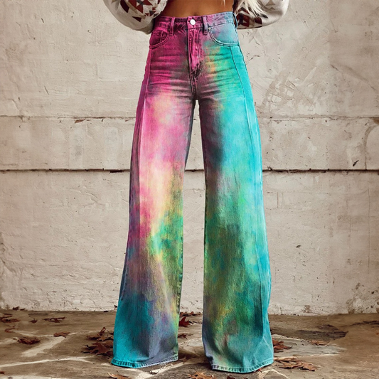 Michaela | Rainbow Splash Wide-Leg Pants