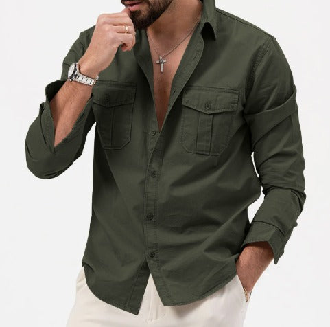 Michael™ | Army Style Button Up Shirt