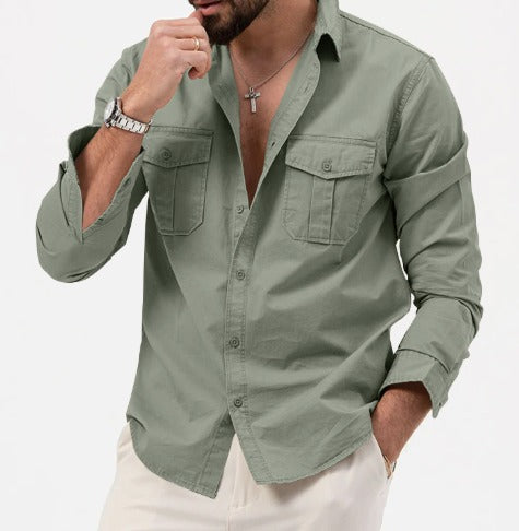 Michael™ | Army Style Button Up Shirt