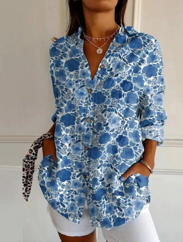 Vintage Blue Floral Blouse