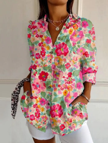 Vintage Pink Floral Blouse