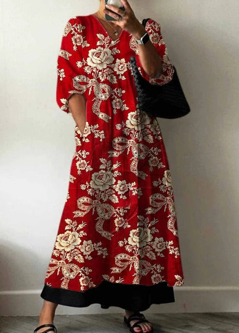 Crimson Blossom Maxi Dress