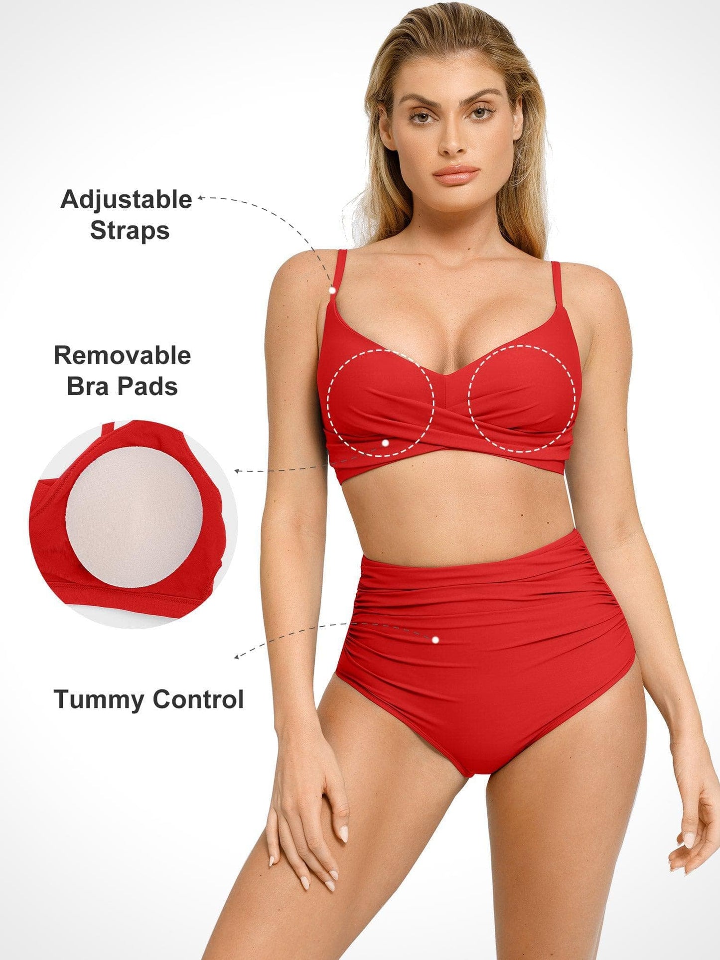 Shapewear Bust-Enhancing Draped Bikini Top