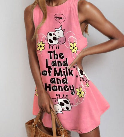 Milk & Honey Cow Print Sleeveless Dress