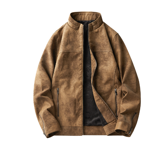 Frank™ | Brown Premium Leather Jacket with Zipper