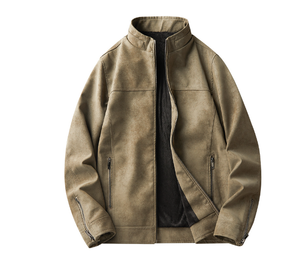 Frank™ | Brown Premium Leather Jacket with Zipper