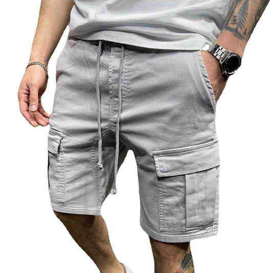 Men's Casual Solid Color Multi-pocket Cargo Shorts 18398228M