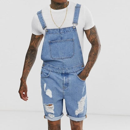 Men's Vintage Denim Ripped Overalls 51380159Y