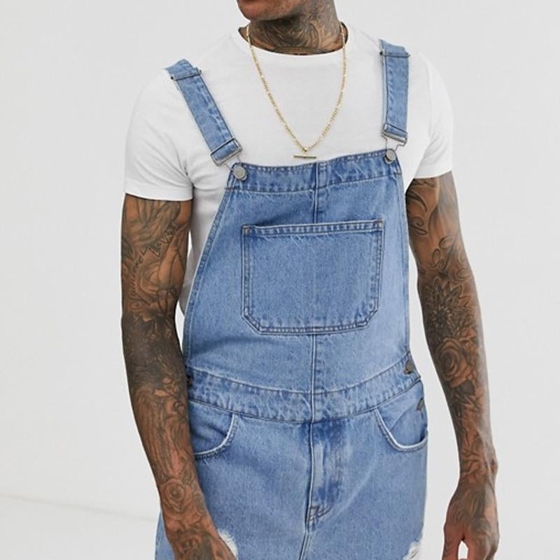 Men's Vintage Denim Ripped Overalls 51380159Y