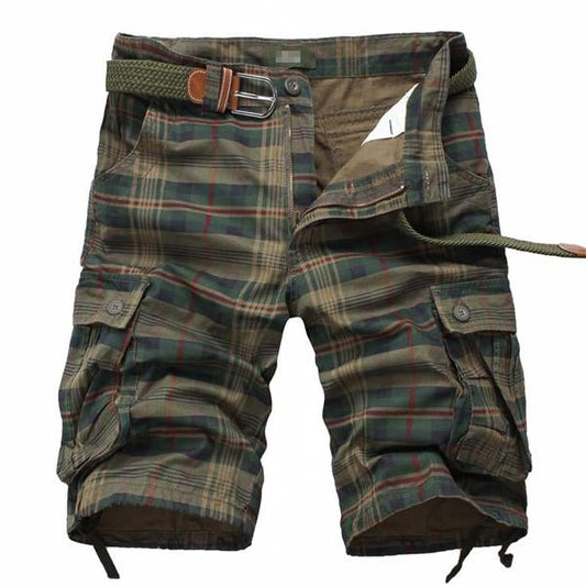 MEN'S VINTAGE POCKET PLAID SHORTS （WITHOUT BELT）  98497428X