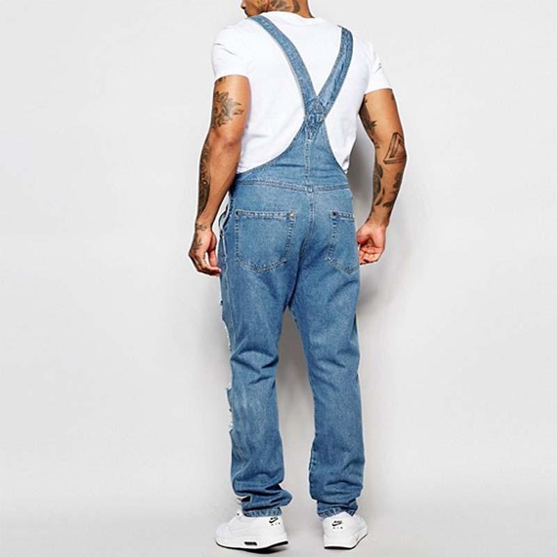 Men's Casual Ripped Denim Overalls 40221493M