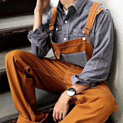 Men's Casual Vintage Multi-pocket Cargo Overalls 56804876M