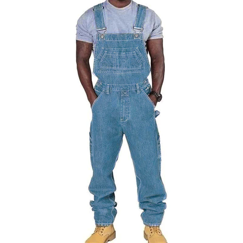 Men's Casual Denim Multi-pocket Loose Overalls 89142810M