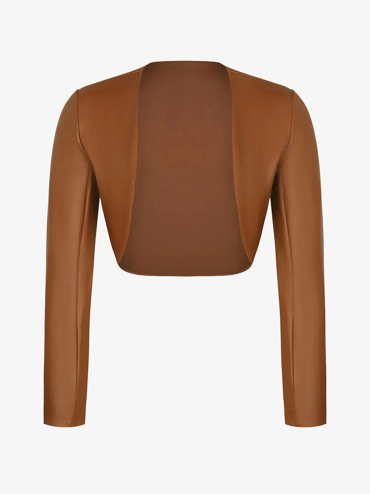 Long Sleeve Faux Leather Bolero Jacket