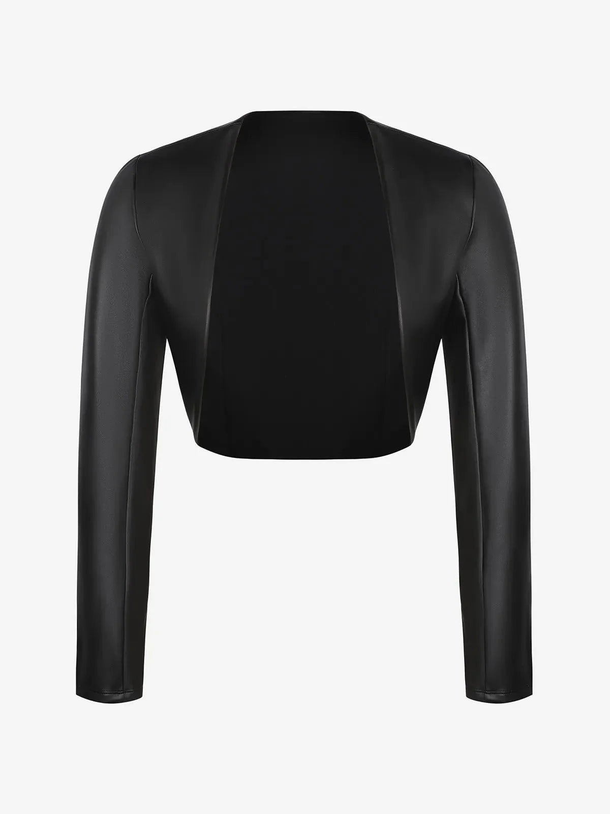 Long Sleeve Faux Leather Bolero Jacket