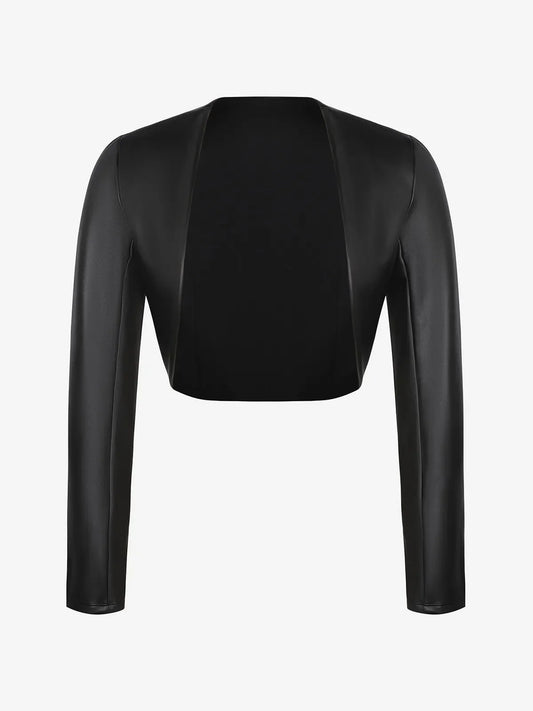 Long Sleeve Faux Leather Bolero Jacket