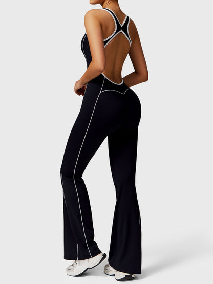 Antonia Contrast Trim Flared Jumpsuit