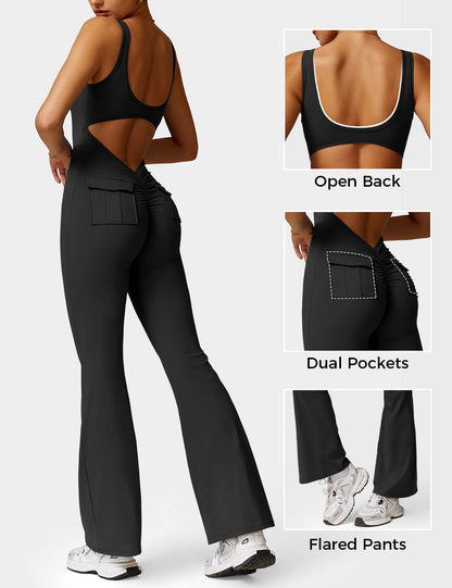 Lizvette V-Back Jumpsuit with Pockets