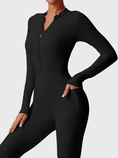 Hope Long Sleeve Zipper Flared Jumpsuit