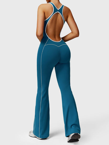 Antonia Contrast Trim Flared Jumpsuit