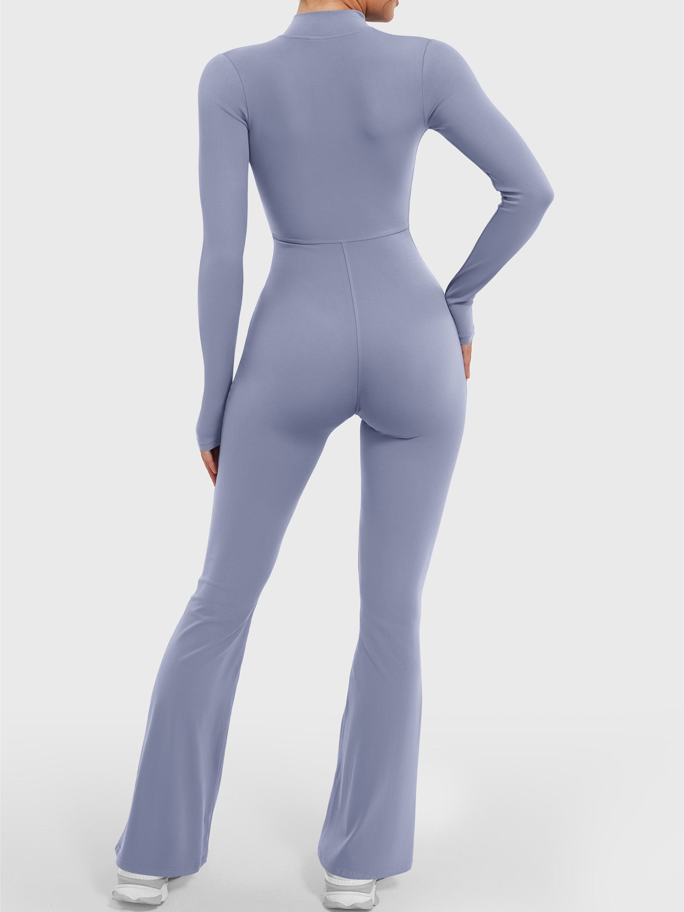 Belle Long Sleeve Zipper Flared Jumpsuit