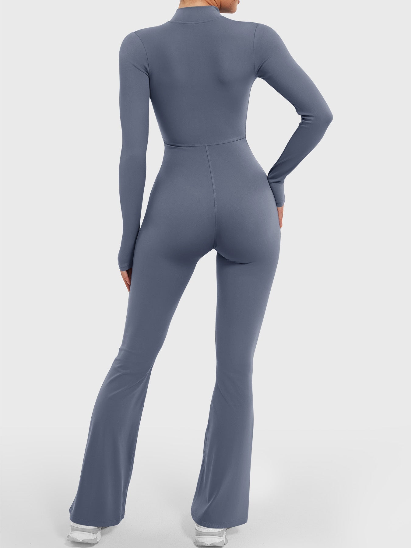 Belle Long Sleeve Zipper Flared Jumpsuit