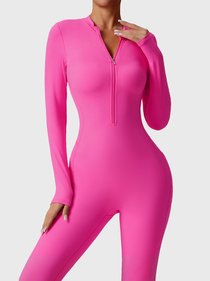 Hope Long Sleeve Zipper Flared Jumpsuit