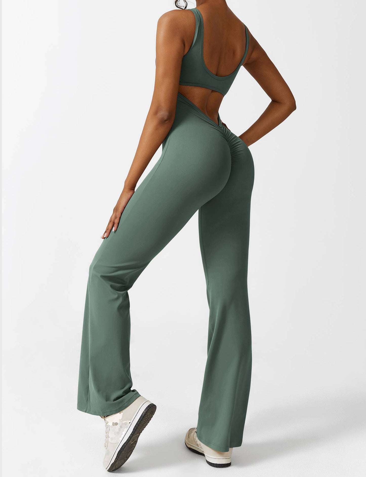 V-Back Flared Jumpsuit