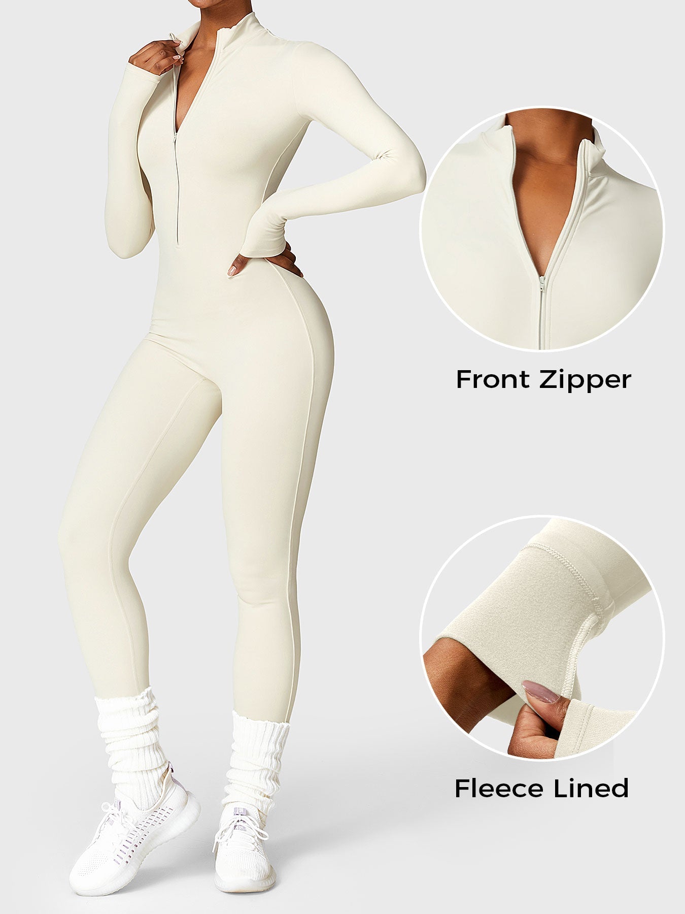 Belle Fleece Long Sleeve Zipper Jumpsuit