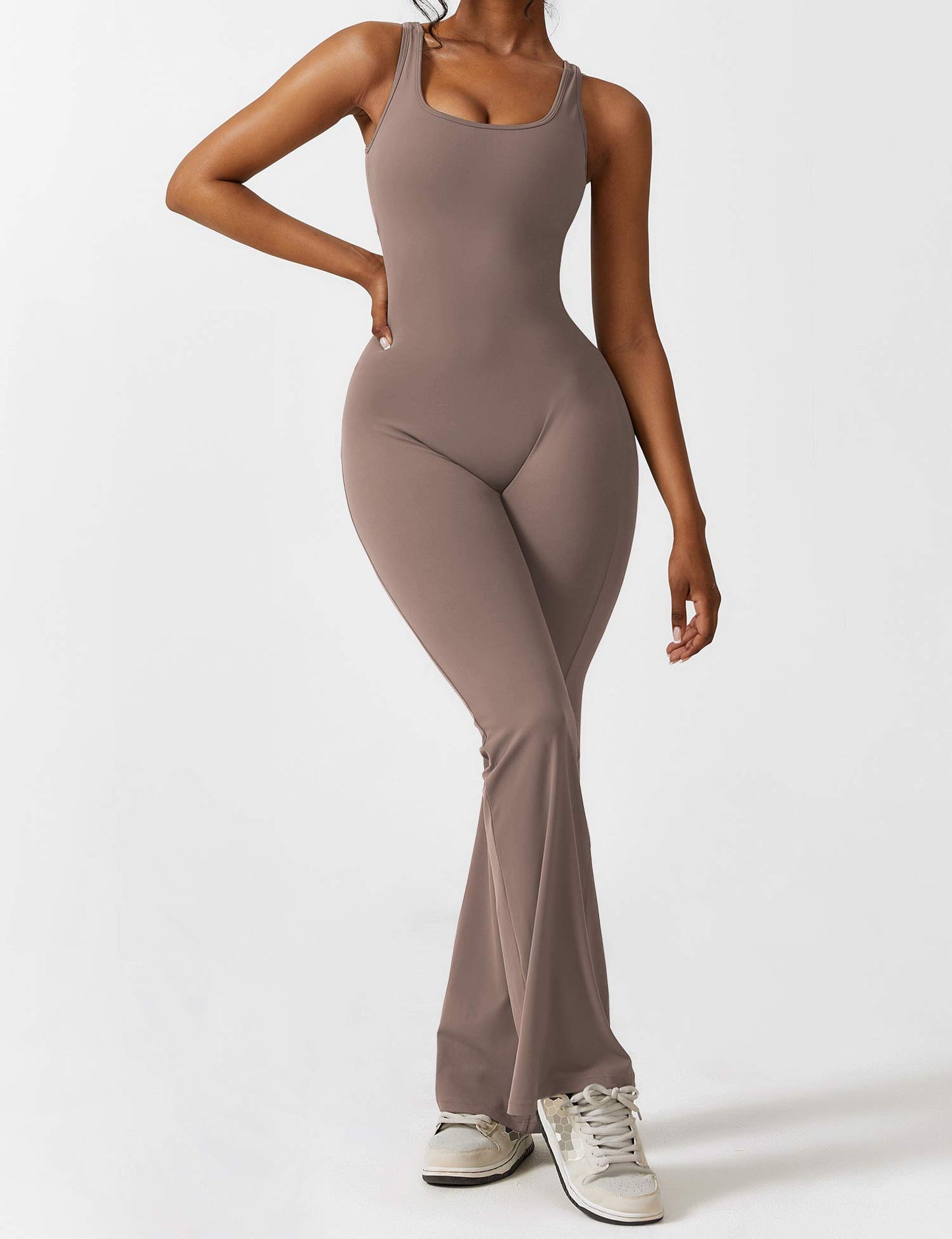 V-Back Flared Jumpsuit