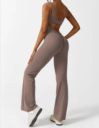 V-Back Flared Jumpsuit