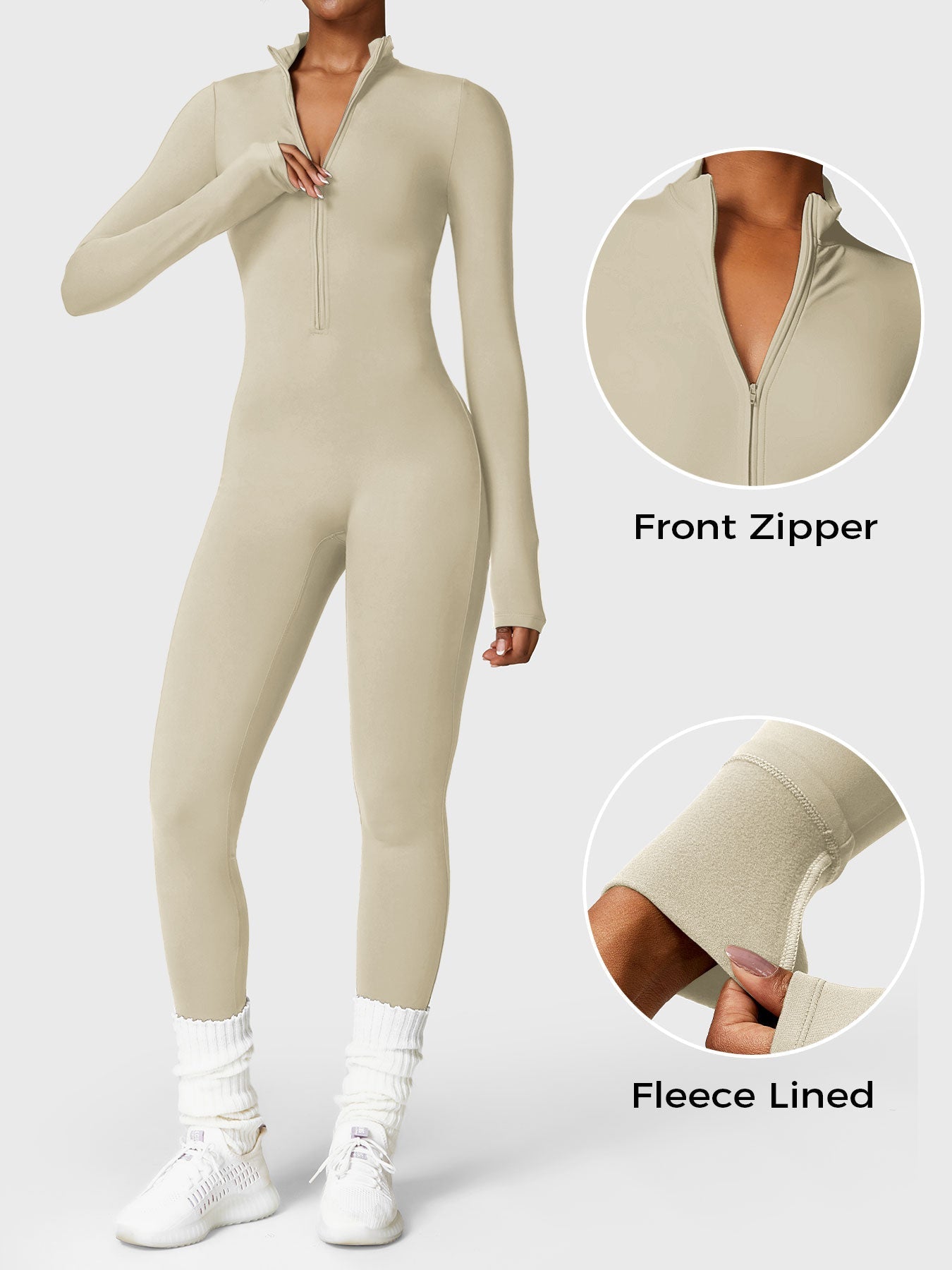 Belle Fleece Long Sleeve Zipper Jumpsuit