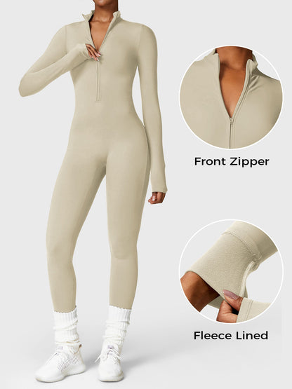 Belle Fleece Long Sleeve Zipper Jumpsuit